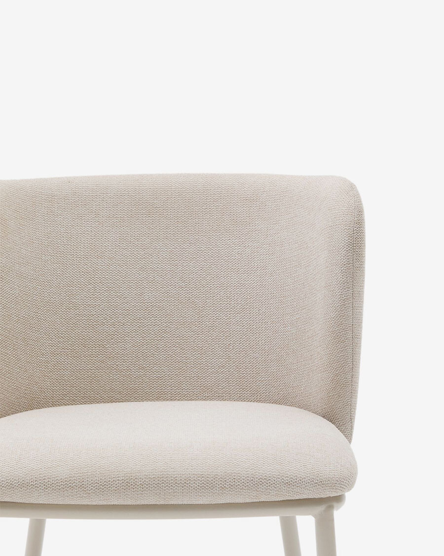 Silla Ciselia de chenilla beige y acero beige FSC Mix Credit Silla Ciselia de chenilla beige y acero beige FSC Mix Credit
