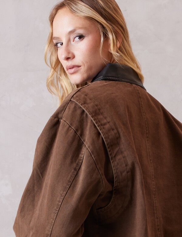 Campera Denim & Eco Cuero MARRON