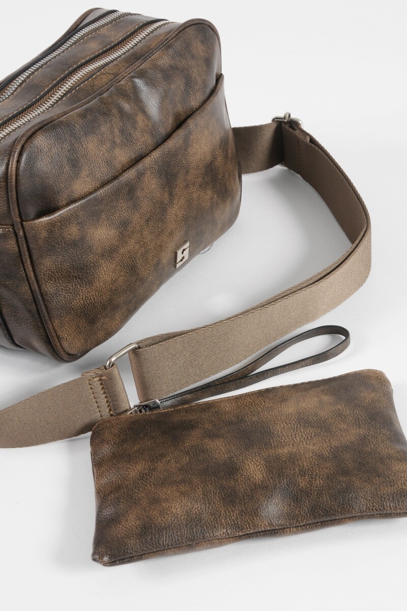 Bandolera pequeña dos piezas marrón