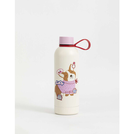 Botella Metálica Estampada Blanco Crema