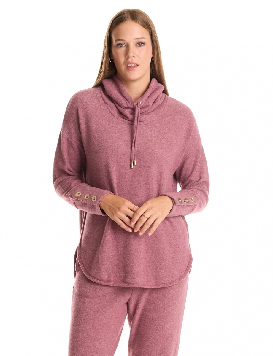 Buzo Soft Cuello Volcado - Rosa Oscuro 
