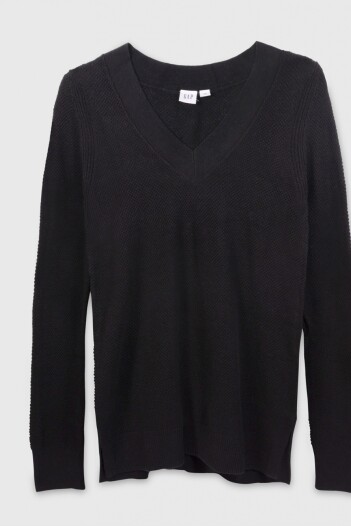Buzo Cuello V Mujer True Black