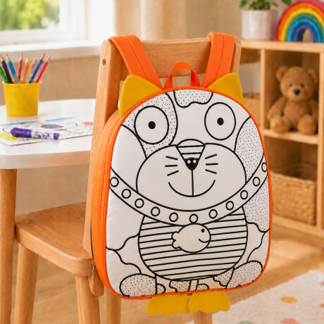 Mochila Creativa P/Pintar Infantil C/4 Marcadores 30×24×9cm Naranja/amarillo