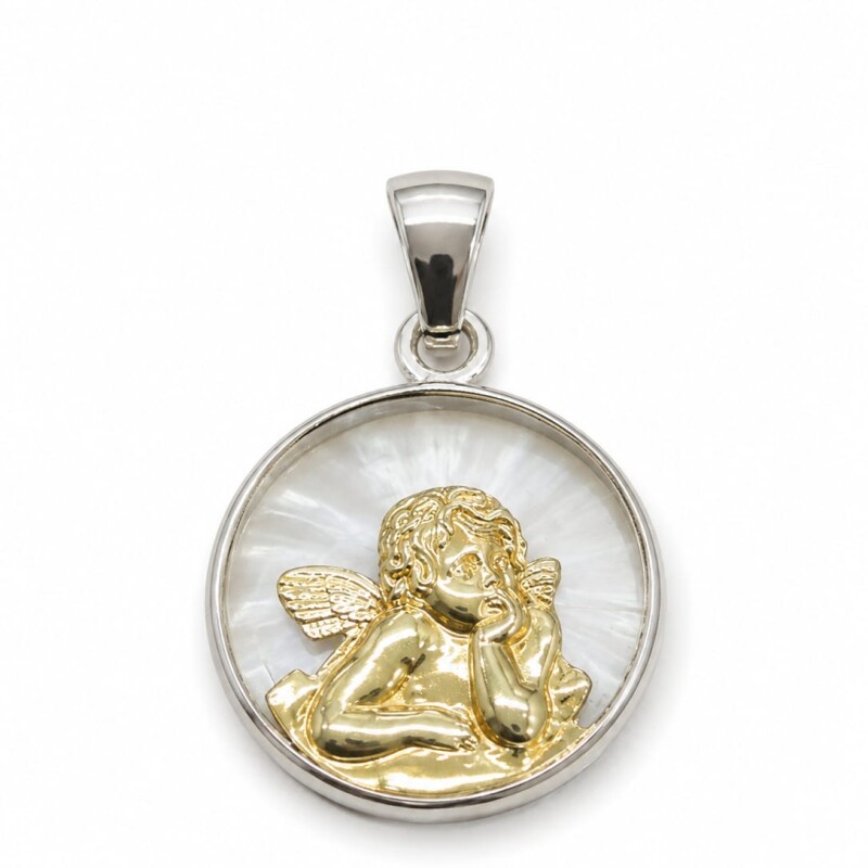 Medalla Ángel pensador con cristal Medalla Ángel pensador con cristal