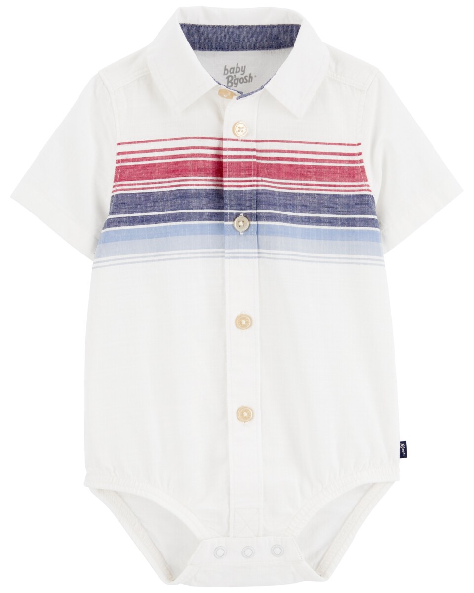 Body de popelina, tipo camisa, diseño a rayas 