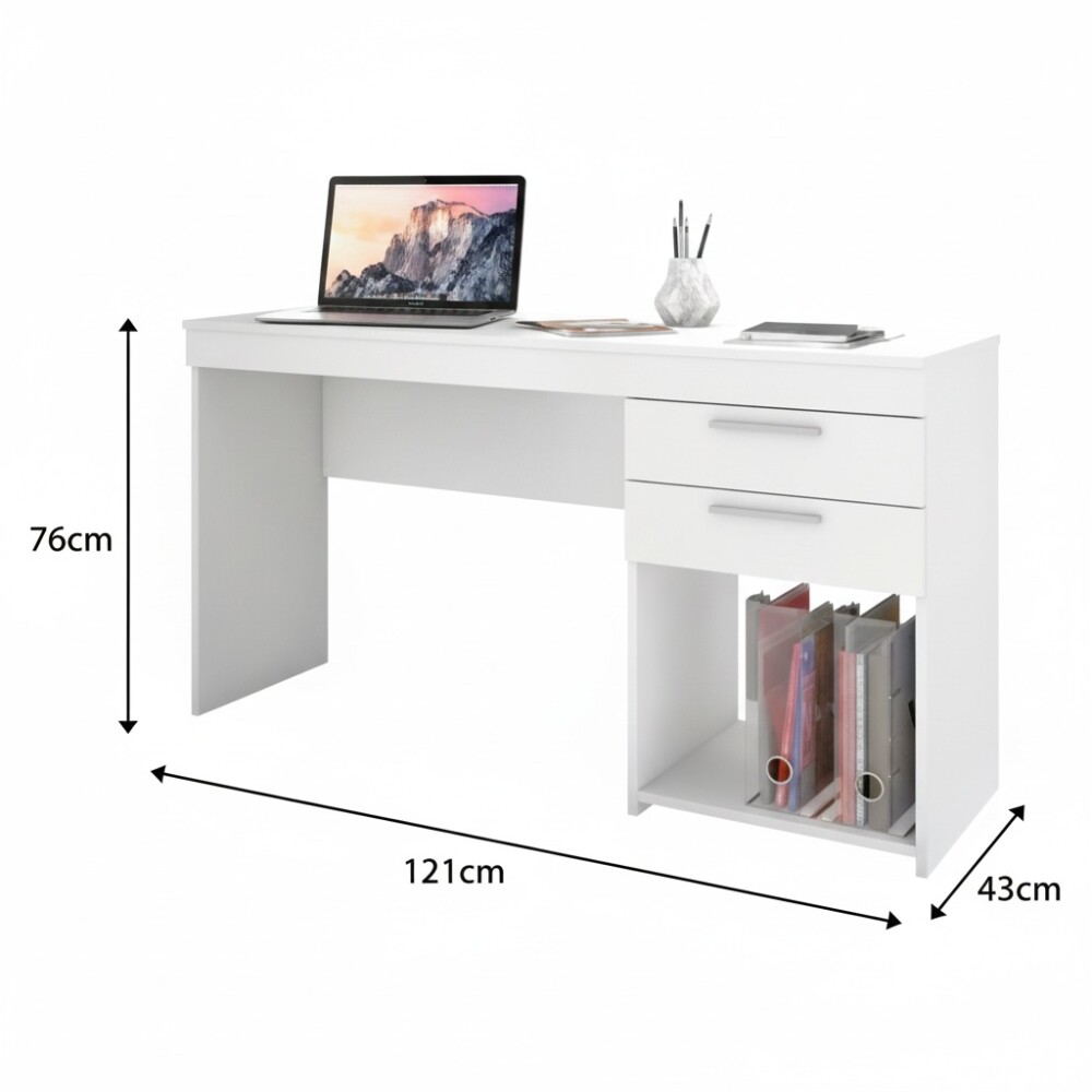 ESCRITORIO MESA PARA PC LAPTOP COMPUTADORA 2 CAJONES Y ESPACIO BLANCO