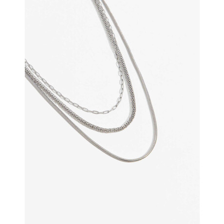 Collar Multicadenas Plateado Rodio