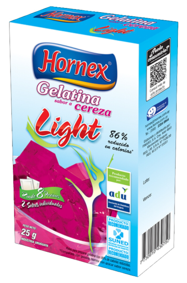GELATINA HORNEX LIGHT 25G 8P CEREZA 