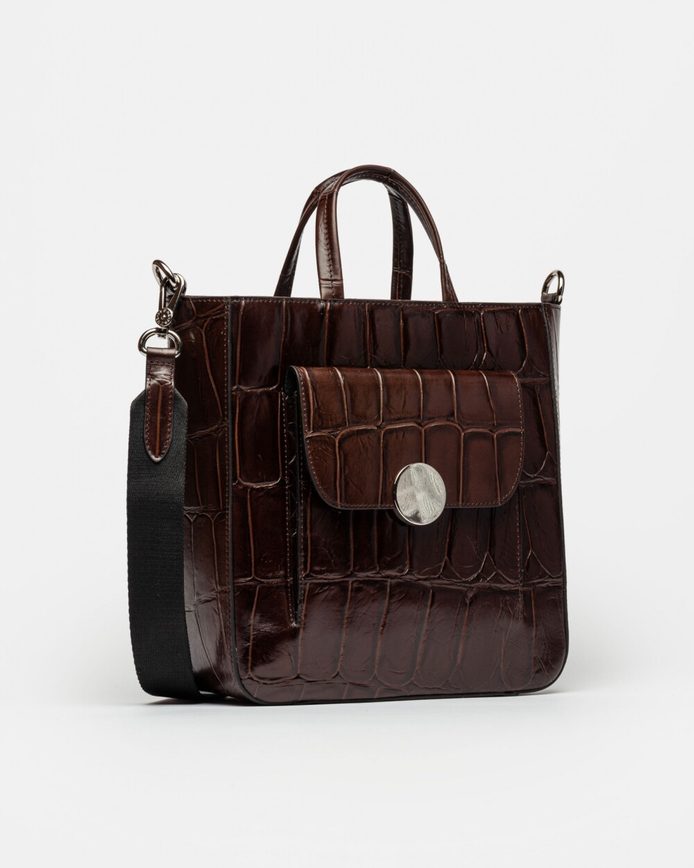 Shopper The Circle En Cuero Grabado Big Croco Marron