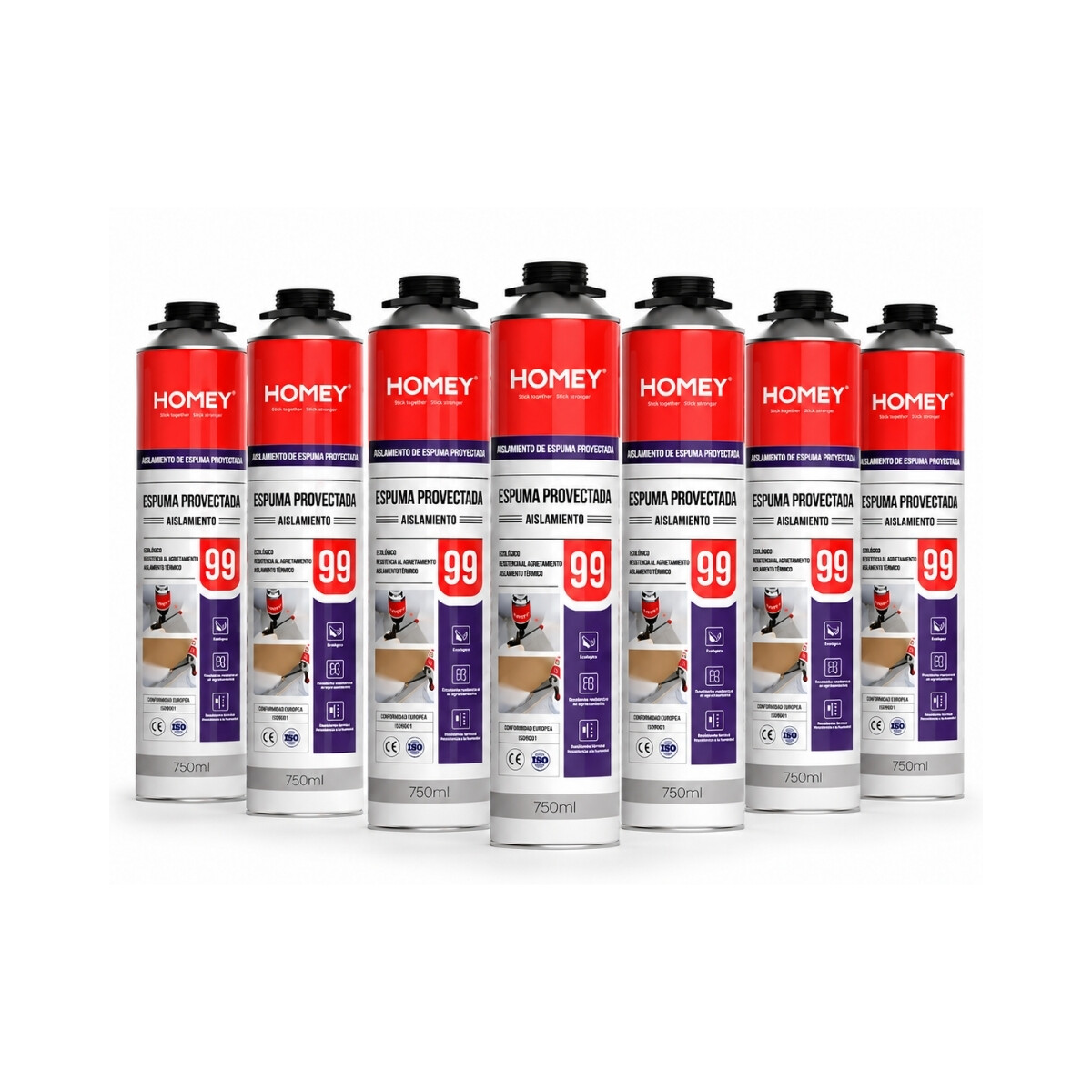 Espuma Poliuretano Proyectable 750ml Homey X 6 Unidades 