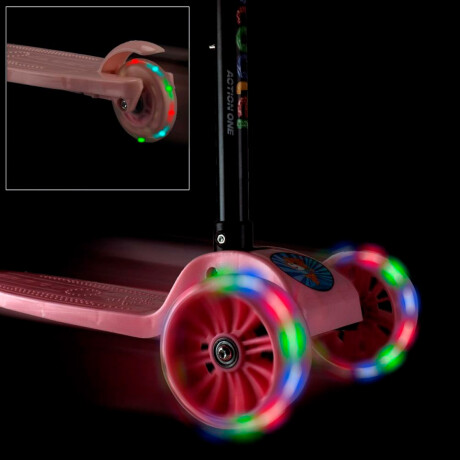 Monopatín Tripatín Ajustable 3 Ruedas Con Luces Rosa