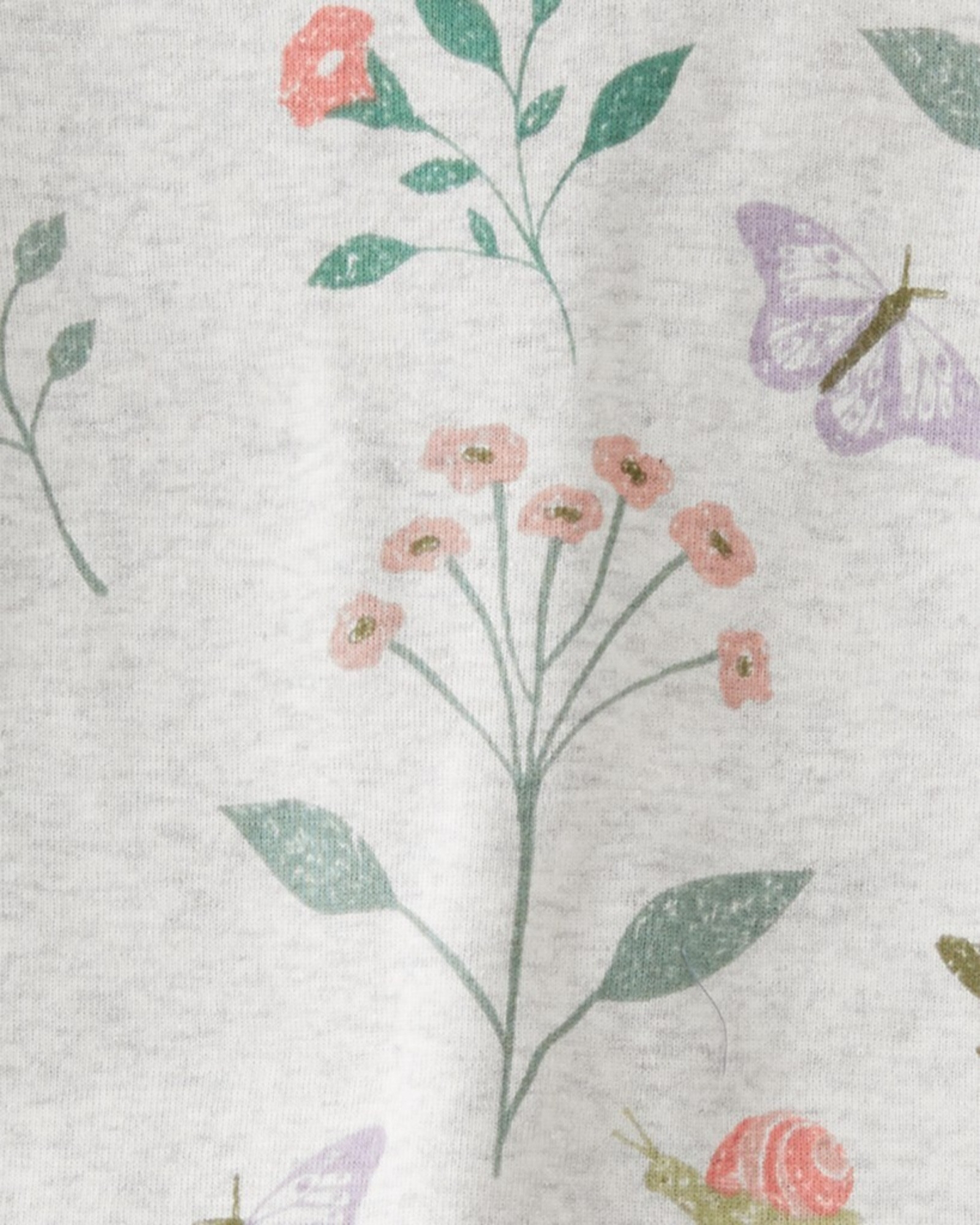 Pijama dos piezas de algodón orgánico, remera y pantalón, diseño jardín Sin color