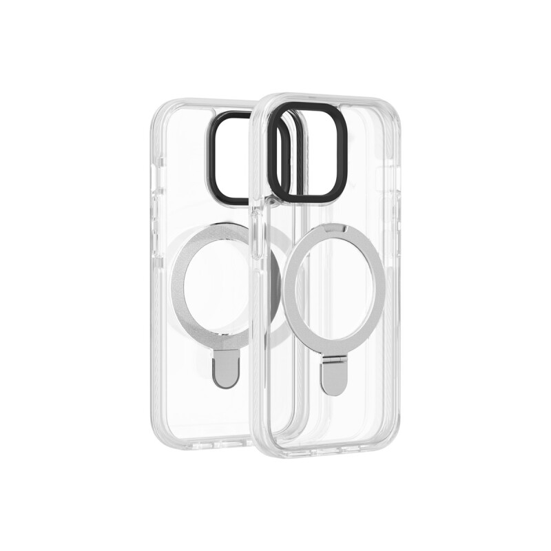 Protector transparente iPhone 15 con soporte color gris Protector Transparente Iphone 15 Con Soporte Color Gris