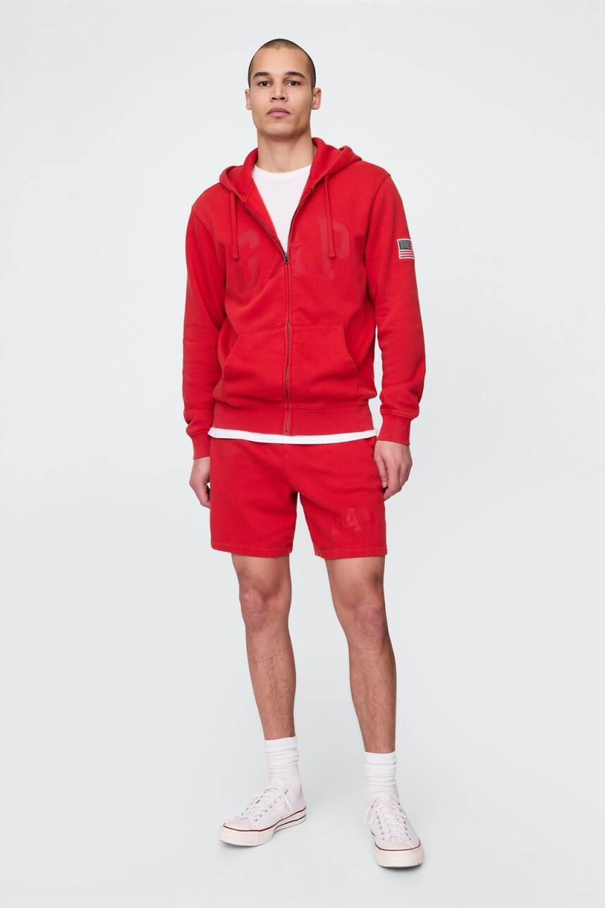 Short Sin Felpa Logo Gap Hombre Modern Red