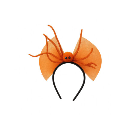 Vincha Halloween con tul y araña Naranja