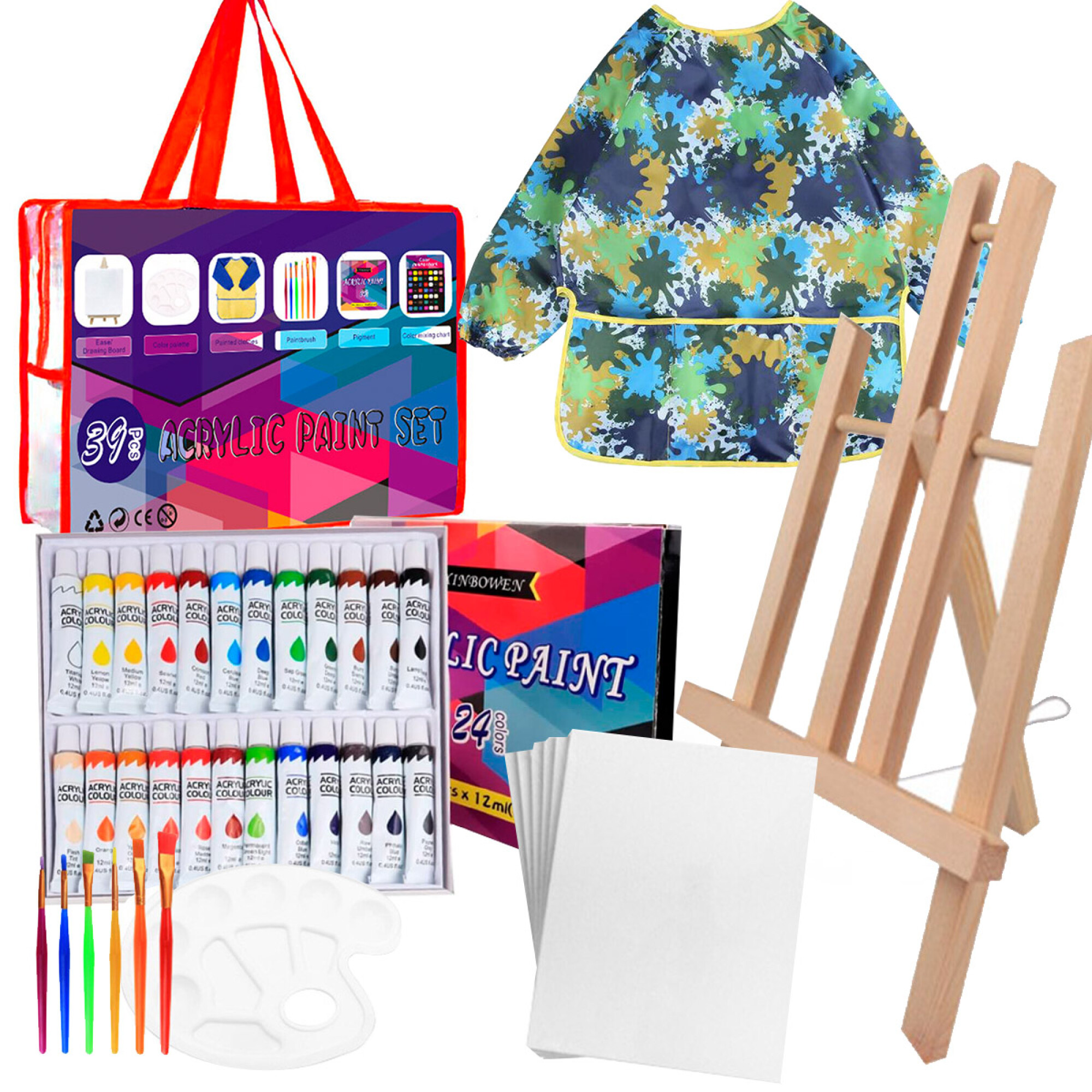 Cuadros Para Pintar Niños Kit Canvas C/ Pinturas Pincel