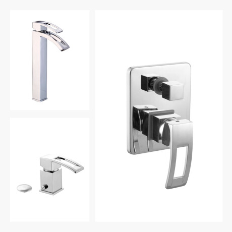 JUEGO COMPLETO DE GRIFERIA CROMADA DE BAÑO MONOCOMANDO. INCLUYE BIDET, DUCHA DE EMPOTRAR Y LAVATORIO. SIENA AQUALIA 000
