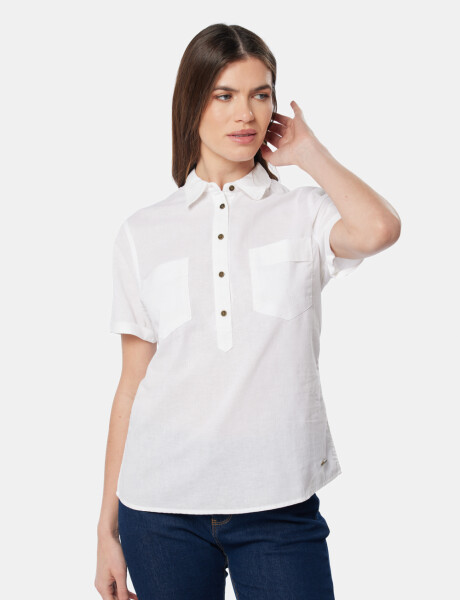 CAMISA DE LINO MEDIO BOTÓN Blanco