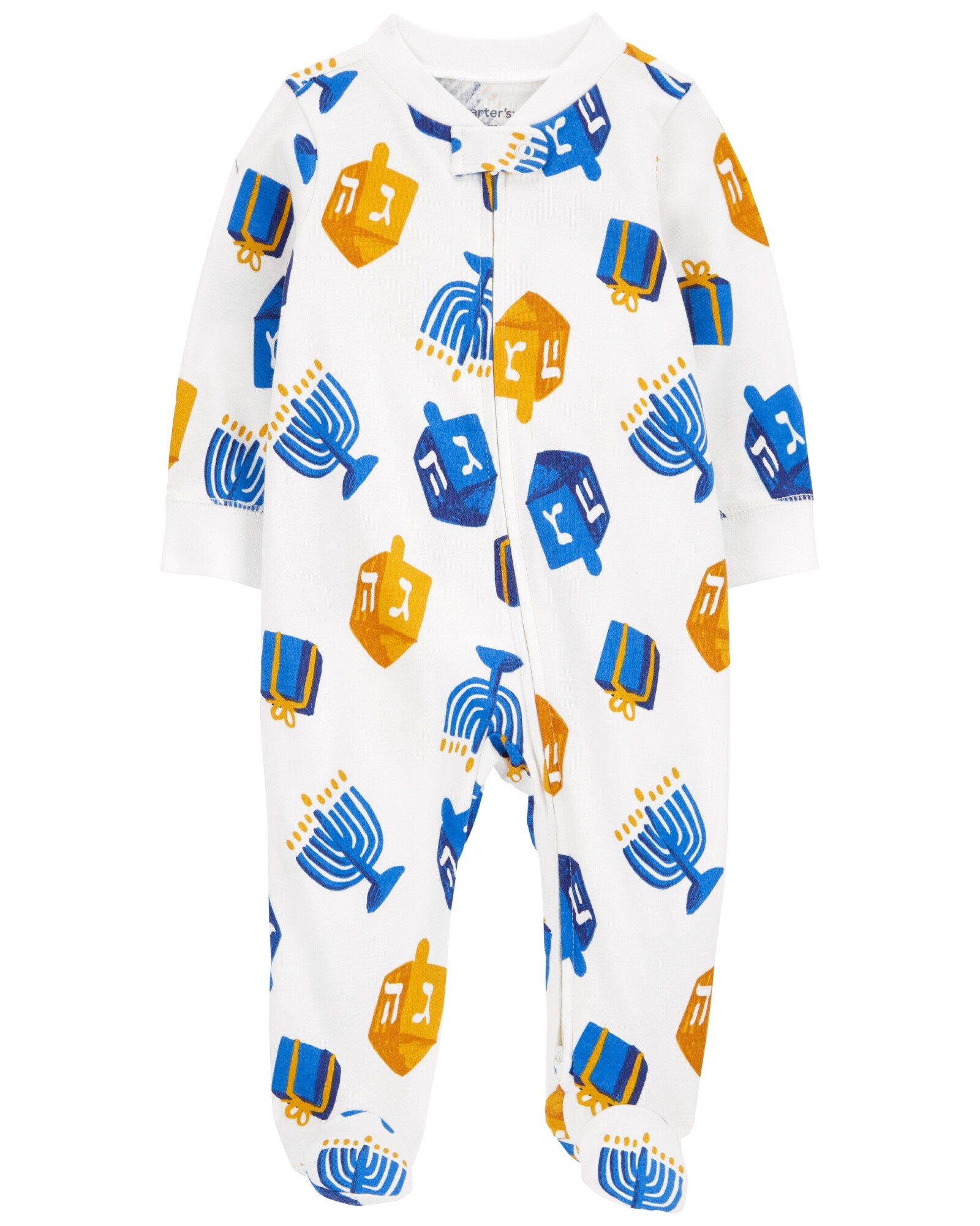 Pijama uno pieza de algodón, con pie, diseño hanukkah Sin color