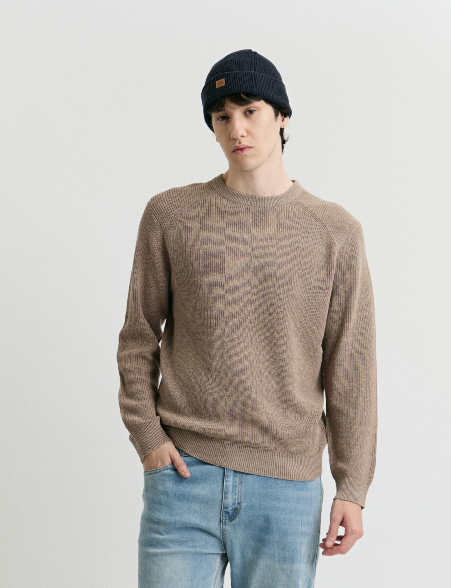 470986 SWEATER HARRINGTON LABEL Tostado