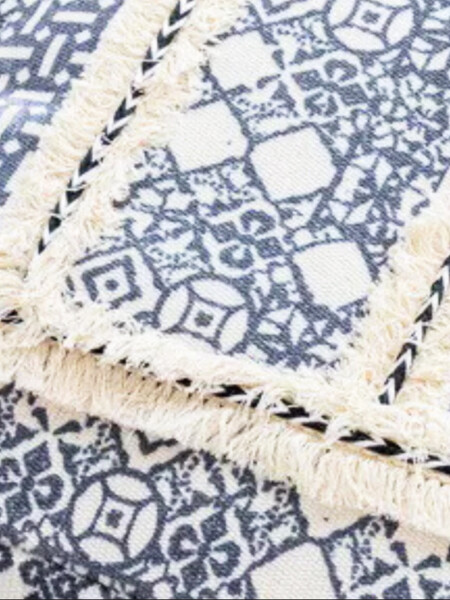 PUFF CUADRADO TEXTIL ETNICO AZUL AZUL