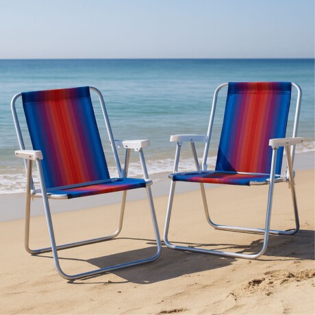 Set X 2 Sillas Altas Aluminio Clásica A Rayas NARANJA/AZUL