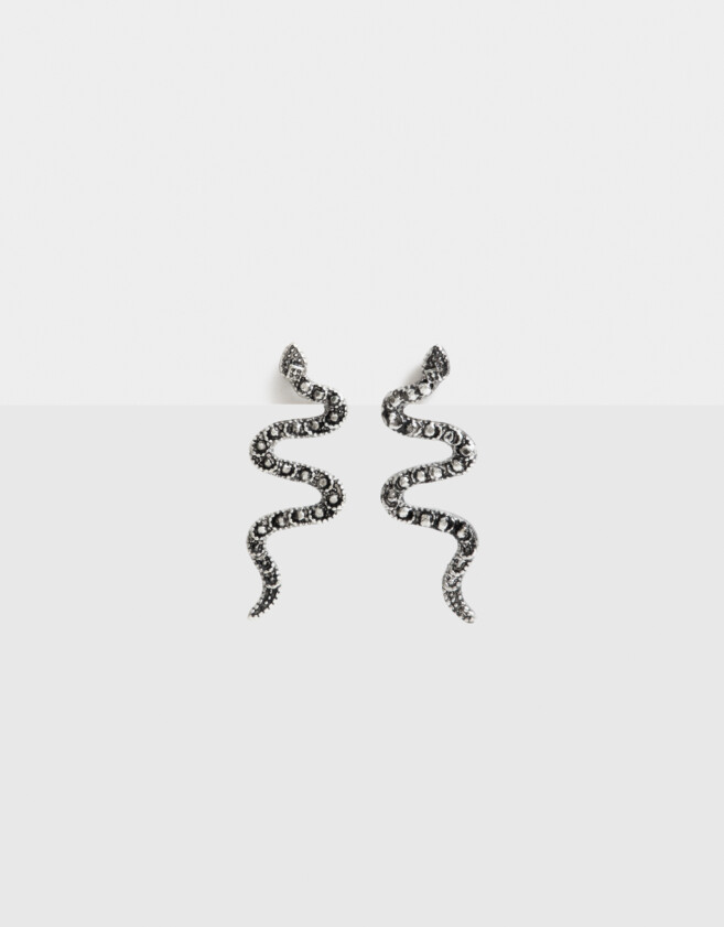 Aros Colgantes Cortos Aros Colgantes Cortos Serpiente Cubic - Plateado