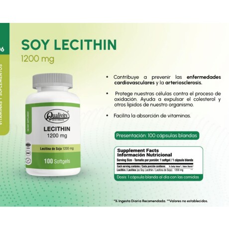 Qualivits Lecithin 1200 Mg X 100 Cápsulas Blandas Qualivits Lecithin 1200 Mg X 100 Cápsulas Blandas