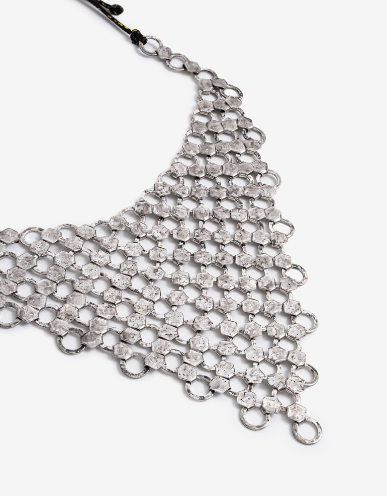 Collares Cortos Metal Collar Corto Mesh Metálica - Plateado Antique Silver