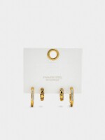 Set De Aros Con Cristales - Acero Inoxidable dorado