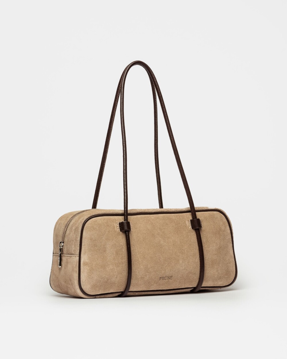 Cartera al hombro Horizon en cuero gamuza Vison