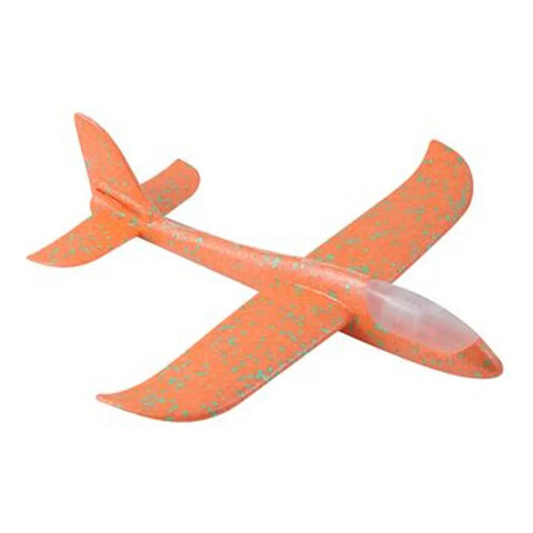 Avion Planeador Cometa Espuma Con Luces Led 48 Cm Lanzable Color Naranja