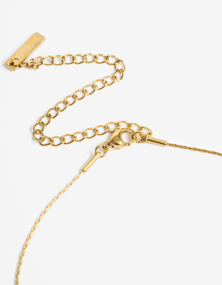 Cadena Corta con Dije Perla Cadena De Acero Con Dije Perla - Dorado