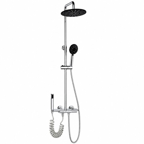 Barral de ducha cromado con botones y ducha higiénica GC Barral De Ducha Cromado Con Botones Y Ducha Higiénica Gc