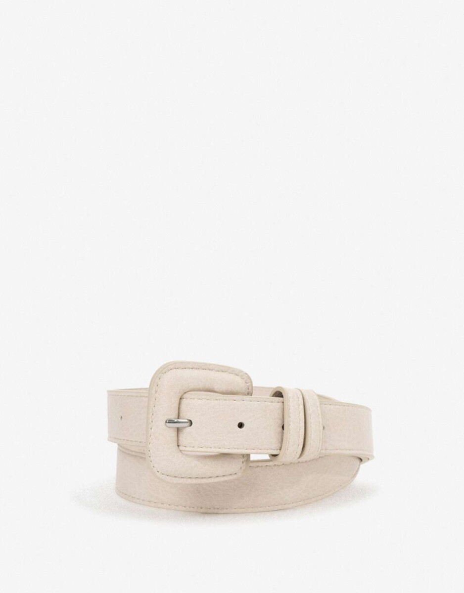 Cinturón Hebilla Cuadrada - Blanco crudo 