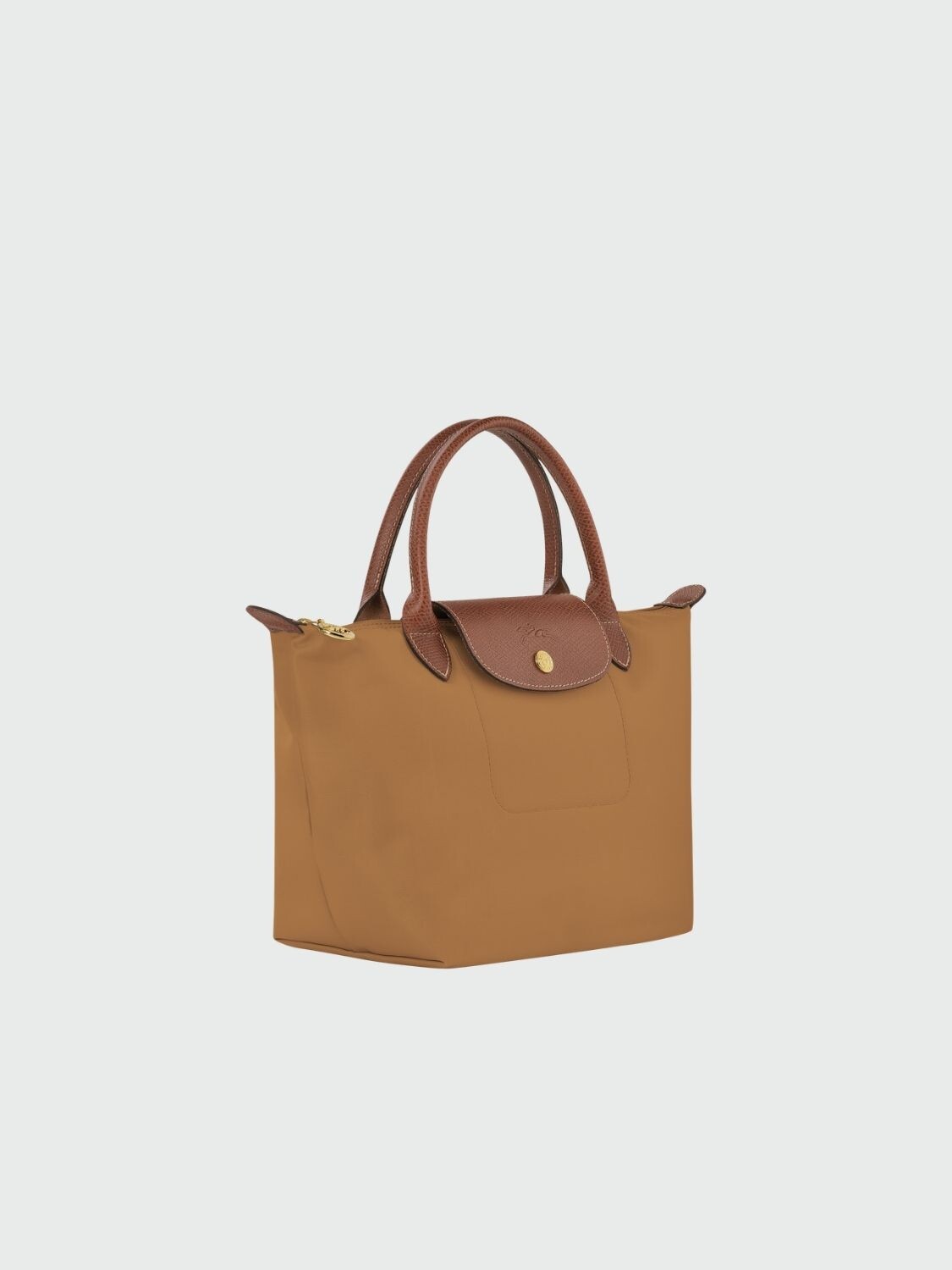 Longchamp -Cartera Longchamp plegable de nylon con cierre y asa corta, Le pliage S Beige