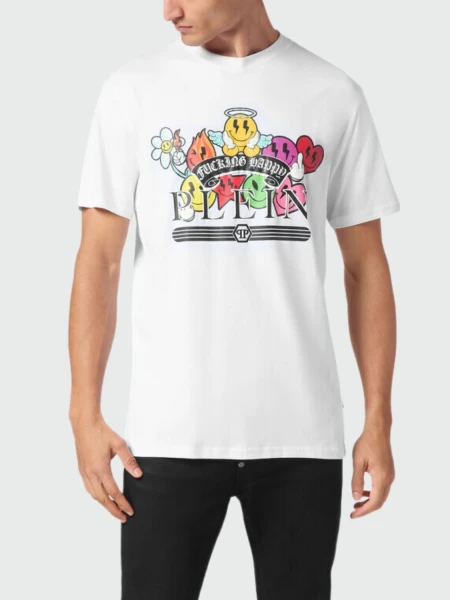 PHILIPP PLEIN - camiseta blanca cuello redondo manga corta Blanco