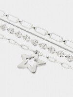Set De Collares De Eslabones Con Estrella plateado