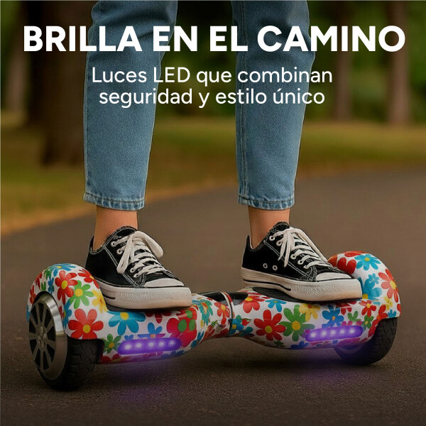 Skate Electrico Hoverboard Gogreen Musica Bt Luces Patineta Diseño Flores