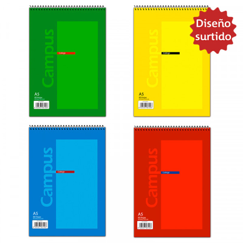 Block A5 Rayado Con Espiral 80 Hojas Campus Tapa Flex #Block A5 Rayado Con Espiral 80 Hojas Campus Tapa Flex