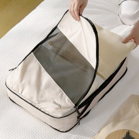 Set de 6 organizadores de ropa para viaje Beige