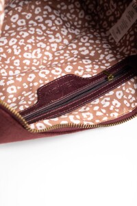 Cartera Gamuza Vegana Flecos Burdeos