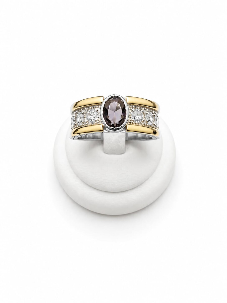 Anillo plata y oro con zirconia 