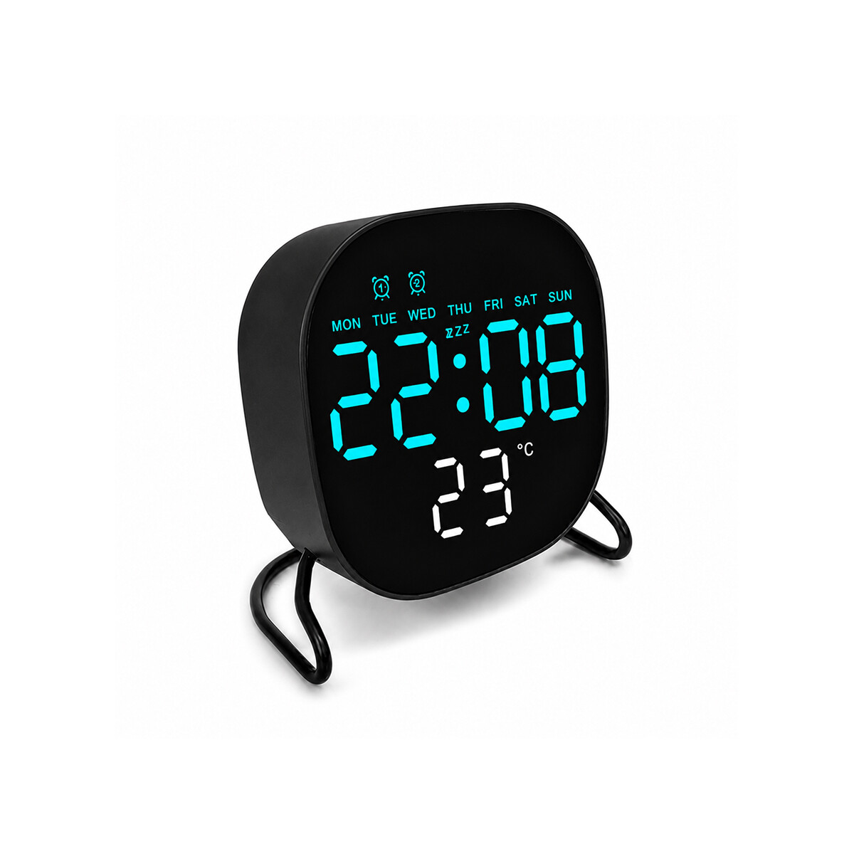 Reloj digital con indicador de temperatura Cuadrado Negro - Azul 