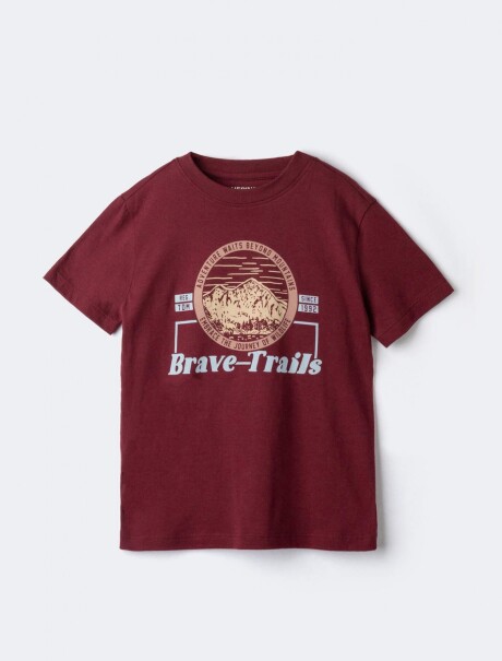 CAMISETA BÁSICA CON ESTAMPA BORDEAUX