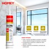 SILICONA ACETICA 650 280ML HOMEY TRANSPARENTE Silicona Acetica 650 280ml Homey Transparente