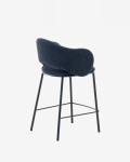 Taburete Maina de chenilla azul y patas de acero con acabado azul FSC Mix Credit 65 cm