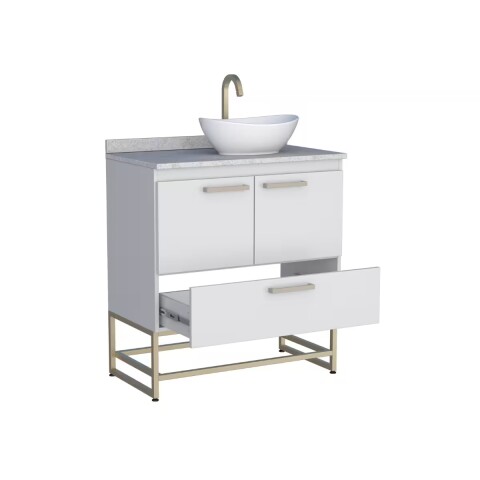 Mueble de baño de pie Suez Blanco 80 cm mesada granito blanco sin bacha Mueble De Baño De Pie Suez Blanco 80 Cm Mesada Granito Blanco Sin Bacha