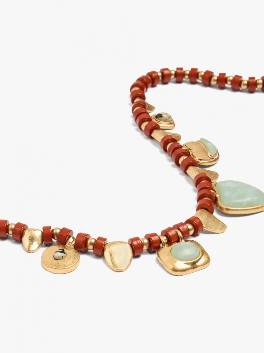 Collar Corto Con Colgantes De Piedras multicolor