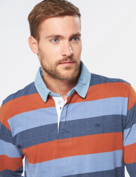 REMERA POLO RAYADA Terracota